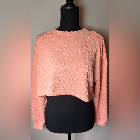 ALEEZA PARIS jiffy pop loose CROP top CORAL - Picture 2 of 8